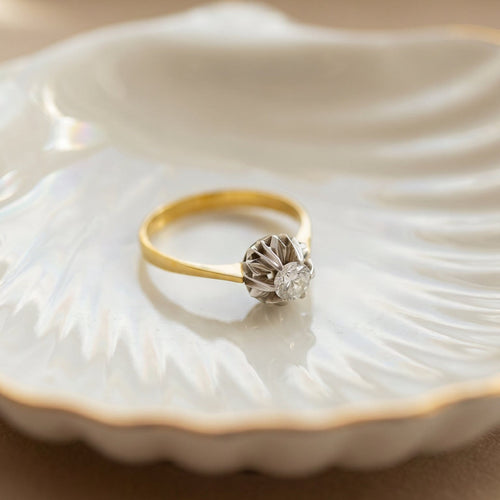 Bague 59 Solitaire - Bague en or jaune et diamant 0,50 ct 58 Facettes