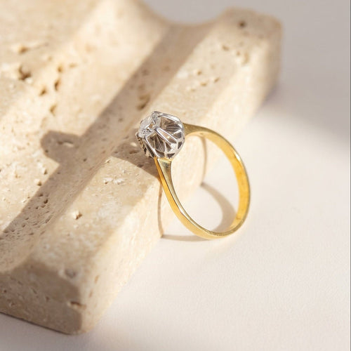 Bague 59 Solitaire - Bague en or jaune et diamant 0,50 ct 58 Facettes