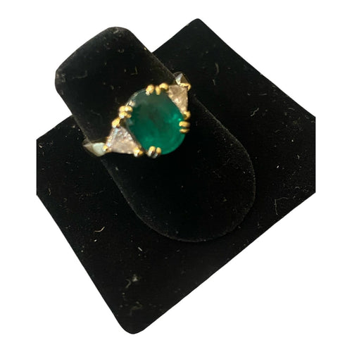Bague 51 Bague en or jaune, émeraude et diamants 58 Facettes LP247