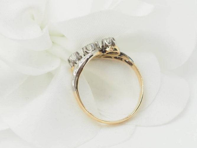 Bague 54 Bague ancienne Art nouveau en or bicolore 18 ct et diamants 58 Facettes 33322