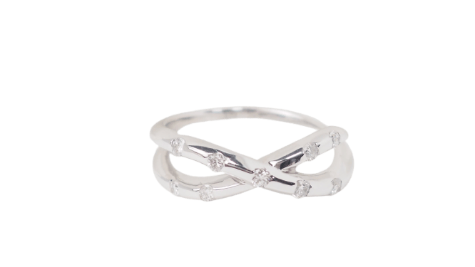 Bague 50 Bague croisée en or blanc et diamants 58 Facettes 30472