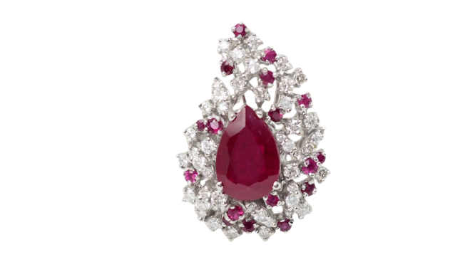 Bague 54 Bague cocktail en or blanc 18 ct rubis et diamants 58 Facettes 32888