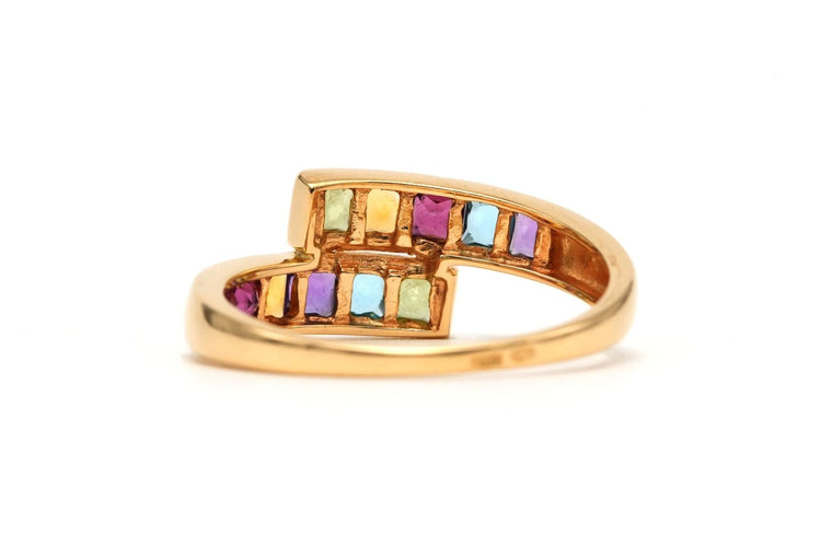 Bague 54 Bague contemporaine en or jaune 18 carats, grenats, citrines, améthystes, péridots et topazes 58 Facettes B881