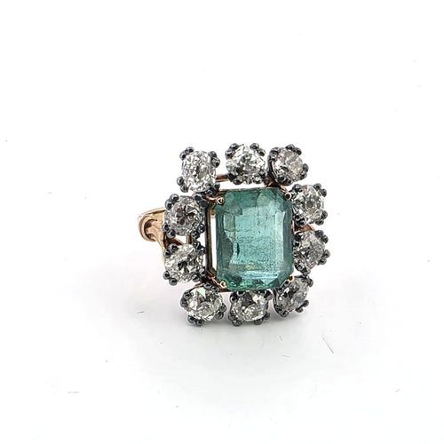 Bague en or jaune avec diamants et émeraude 58 Facettes 377/26 F