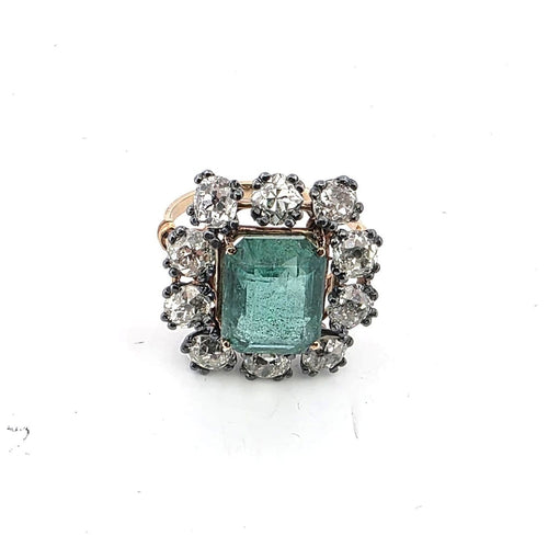 Bague en or jaune avec diamants et émeraude 58 Facettes 377/26 F