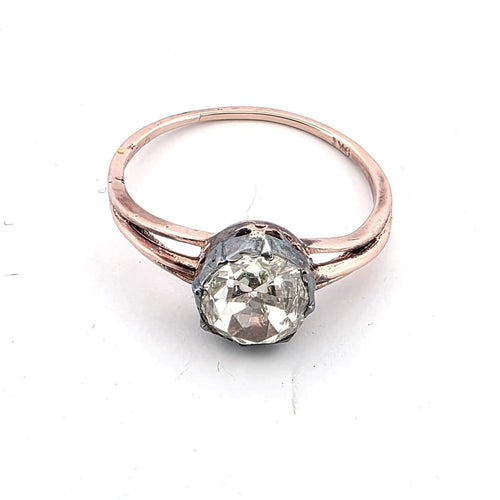 Bague 54 Bague en or rose 18 ct et argent avec diamant 58 Facettes 140/26 C