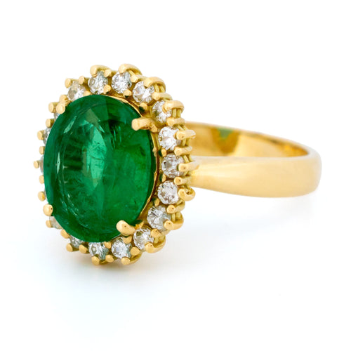 Bague 55 Bague cluster victorienne en or jaune 18k, émeraude et diamants 58 Facettes C1A17C6B35DA4811AFC6280F5189961A