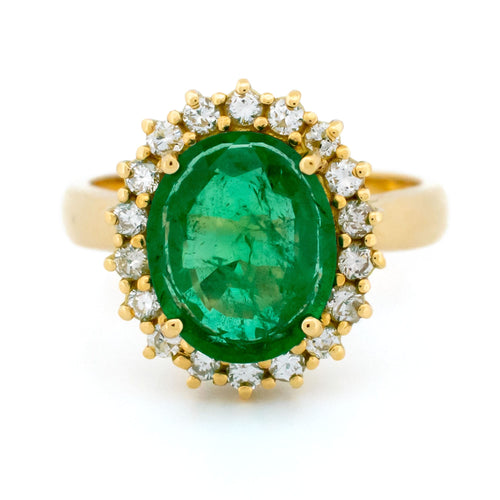 Bague 55 Bague cluster victorienne en or jaune 18k, émeraude et diamants 58 Facettes C1A17C6B35DA4811AFC6280F5189961A