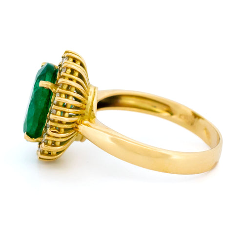 Bague 55 Bague cluster victorienne en or jaune 18k, émeraude et diamants 58 Facettes C1A17C6B35DA4811AFC6280F5189961A