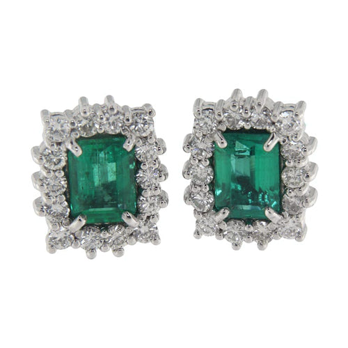 Boucles d'oreilles Boucles d'oreilles en or blanc, émeraudes IGI et diamants 58 Facettes G3957