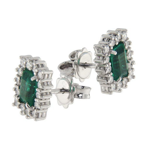 Boucles d'oreilles Boucles d'oreilles en or blanc, émeraudes IGI et diamants 58 Facettes G3957