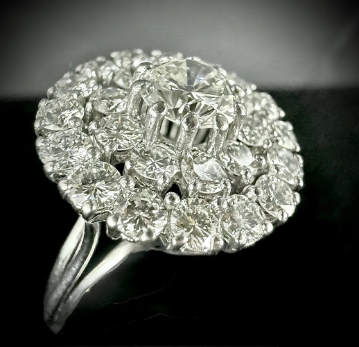 Bague 60 Bague marguerite en platine et diamants 58 Facettes Bague 05