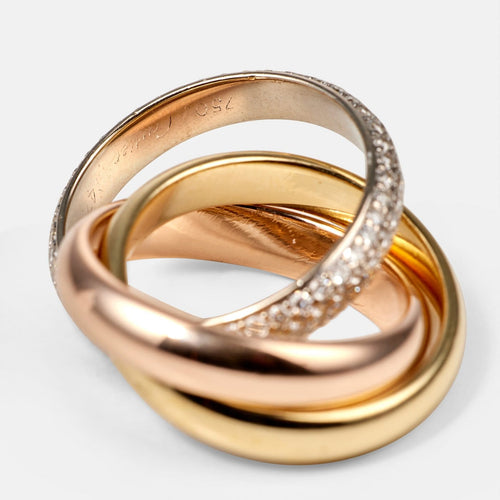 Bague 47 Cartier Trinity - Bague en trois ors 18k et diamants 58 Facettes 232