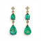 Boucles d'oreilles Boucles d'oreilles pendantes en or jaune 14 ct, émeraudes et diamants 58 Facettes E015
