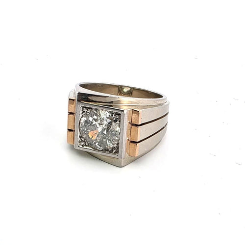 Bague 54 Bague en or jaune et blanc 18 kt avec diamant 58 Facettes 380/26 A