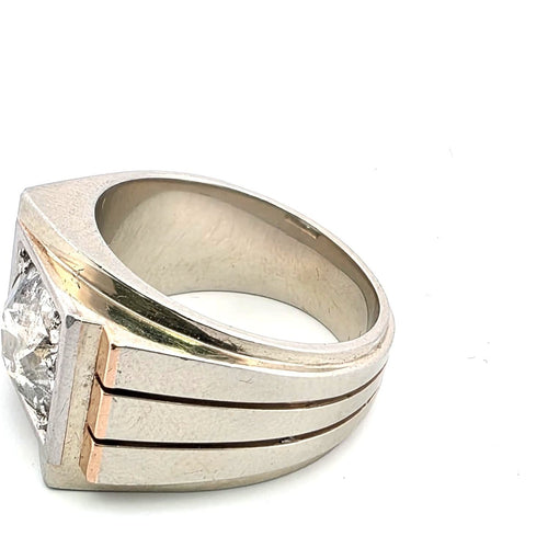 Bague 54 Bague en or jaune et blanc 18 kt avec diamant 58 Facettes 380/26 A