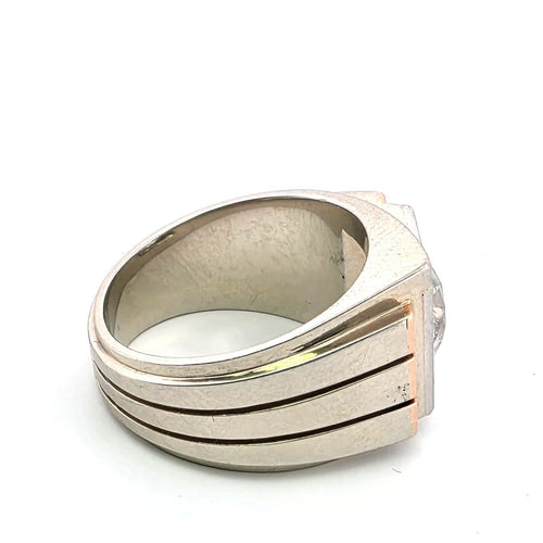 Bague 54 Bague en or jaune et blanc 18 kt avec diamant 58 Facettes 380/26 A