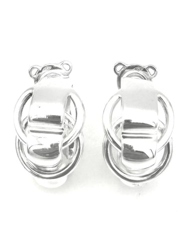 Boucles d'oreilles Hermès Deux anneaux - Boucles d'oreilles vintage en argent 58 Facettes HERMES BO
