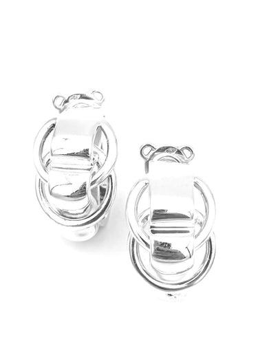 Boucles d'oreilles Hermès Deux anneaux - Boucles d'oreilles vintage en argent 58 Facettes HERMES BO