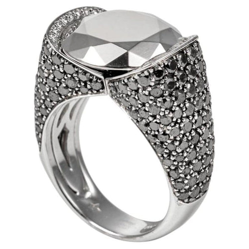 Bague 54 Chopard - Bague cocktail en or blanc et diamants noirs 58 Facettes 246