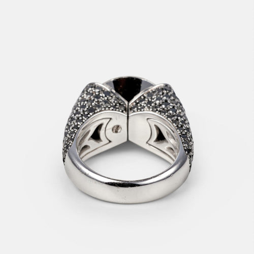 Bague 54 Chopard - Bague cocktail en or blanc et diamants noirs 58 Facettes 246
