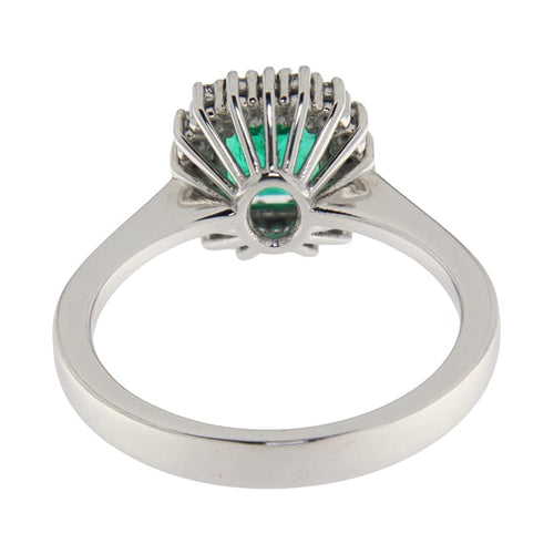 Bague 53 Bague en or blanc avec émeraude et diamants 58 Facettes G3956