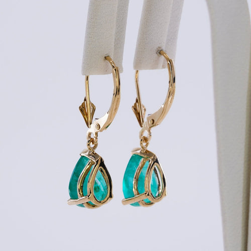 Boucles d'oreilles Boucles d'oreilles en or jaune 585 et émeraudes naturelles 58 Facettes E018