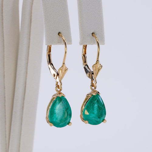 Boucles d'oreilles Boucles d'oreilles en or jaune 585 et émeraudes naturelles 58 Facettes E018