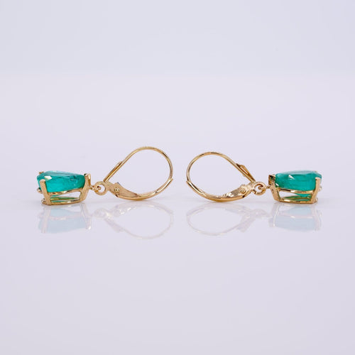 Boucles d'oreilles Boucles d'oreilles en or jaune 585 et émeraudes naturelles 58 Facettes E018