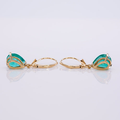 Boucles d'oreilles Boucles d'oreilles en or jaune 585 et émeraudes naturelles 58 Facettes E018