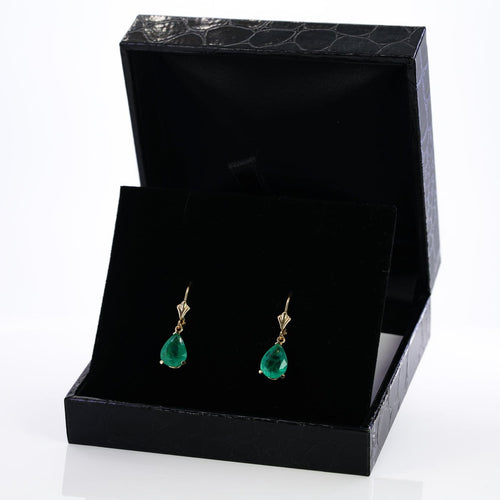 Boucles d'oreilles Boucles d'oreilles en or jaune 585 et émeraudes naturelles 58 Facettes E018