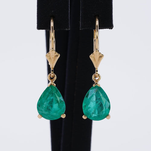 Boucles d'oreilles Boucles d'oreilles en or jaune 585 et émeraudes naturelles 58 Facettes E018