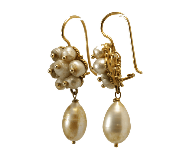 Boucles d'oreilles Boucles d'oreilles anciennes en or 14K et perles 58 Facettes 7718