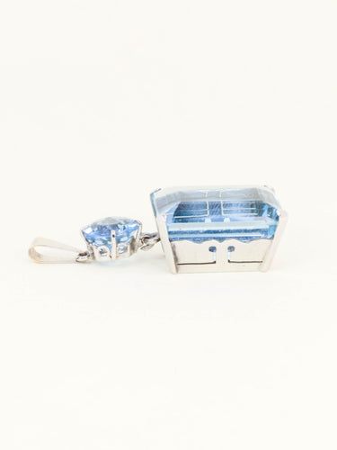 Pendentif Pendentif vintage en or blanc et aigues-marines 23 ct 58 Facettes 1235