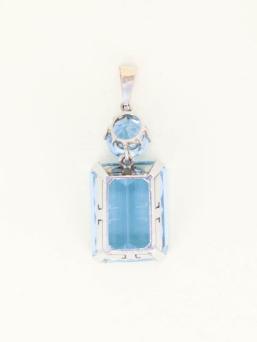 Pendentif Pendentif vintage en or blanc et aigues-marines 23 ct 58 Facettes 1235
