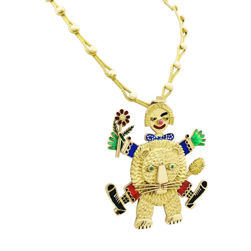 Collier Henri Hecht Maïk - Collier Le Clown et le Lion en or jaune 58 Facettes 35717