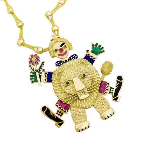 Collier Henri Hecht Maïk - Collier Le Clown et le Lion en or jaune 58 Facettes 35717