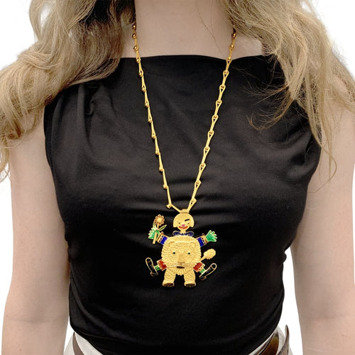 Collier Henri Hecht Maïk - Collier Le Clown et le Lion en or jaune 58 Facettes 35717