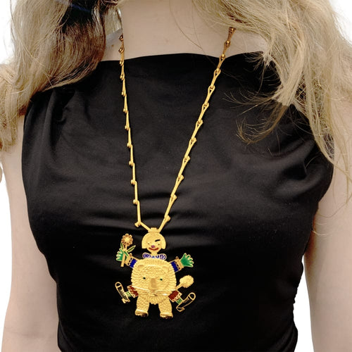 Collier Henri Hecht Maïk - Collier Le Clown et le Lion en or jaune 58 Facettes 35717