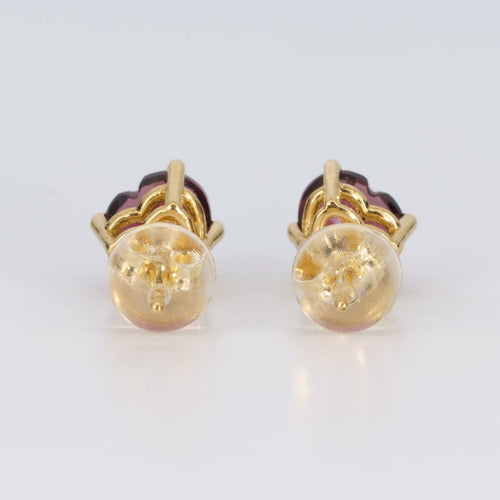 Boucles d'oreilles Boucles d'oreilles en or jaune 14 ct et grenats cœur 58 Facettes E018