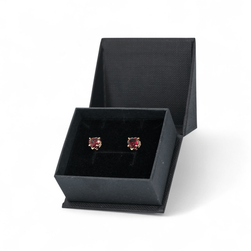 Boucles d'oreilles Boucles d'oreilles en or jaune 14 ct et grenats cœur 58 Facettes E018