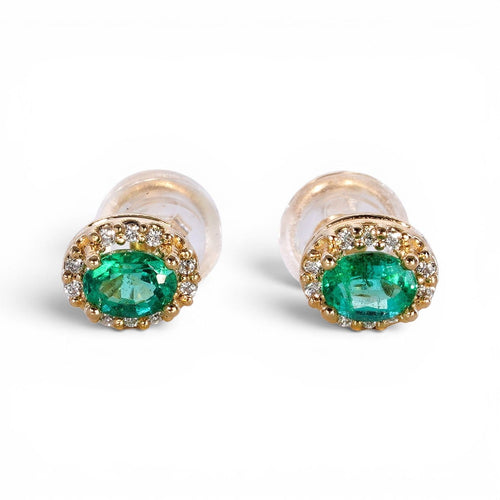 Boucles d'oreilles Boucles d'oreilles en or jaune, émeraudes et diamants 58 Facettes E019
