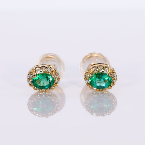 Boucles d'oreilles Boucles d'oreilles en or jaune, émeraudes et diamants 58 Facettes E019