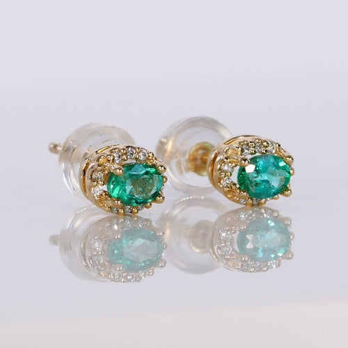 Boucles d'oreilles Boucles d'oreilles en or jaune, émeraudes et diamants 58 Facettes E019