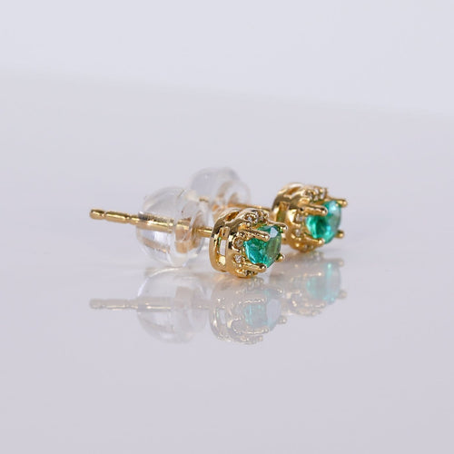 Boucles d'oreilles Boucles d'oreilles en or jaune, émeraudes et diamants 58 Facettes E019