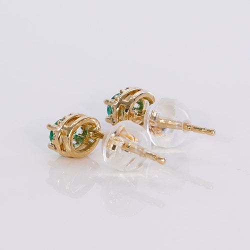 Boucles d'oreilles Boucles d'oreilles en or jaune, émeraudes et diamants 58 Facettes E019