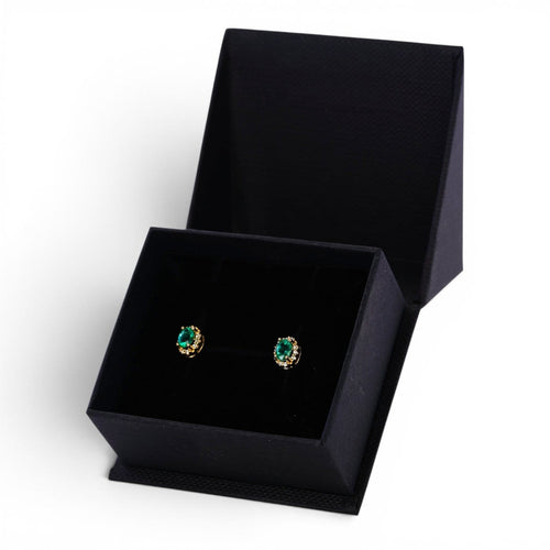 Boucles d'oreilles Boucles d'oreilles en or jaune, émeraudes et diamants 58 Facettes E019