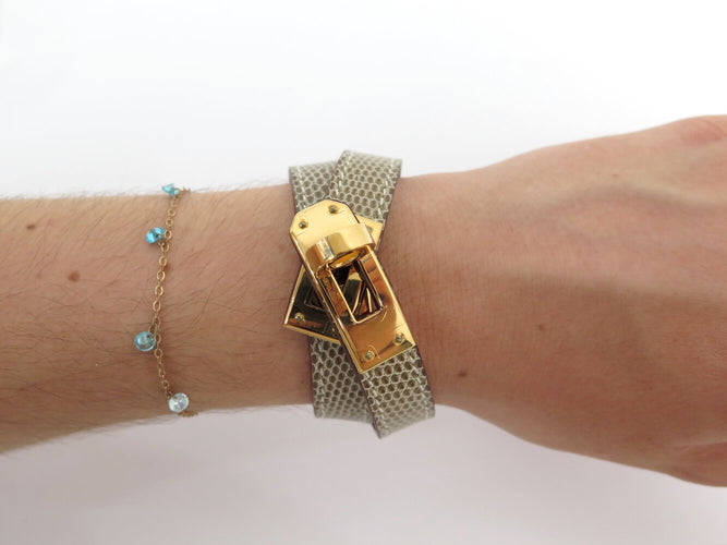 Bracelet Hermès Kelly Double Tour - Bracelet M en cuir de lézard 58 Facettes 275252