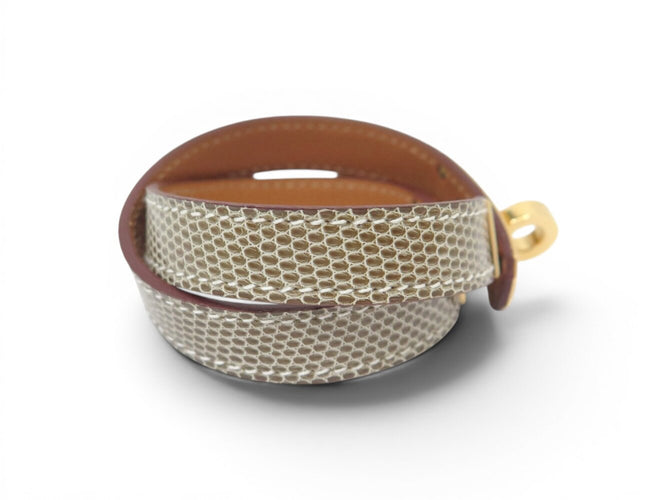 Bracelet Hermès Kelly Double Tour - Bracelet M en cuir de lézard 58 Facettes 275252