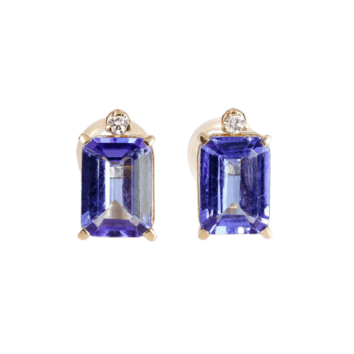 Boucles d'oreilles Royal Twilight - Boucles d'oreilles en or jaune, tanzanites et diamants 58 Facettes E021